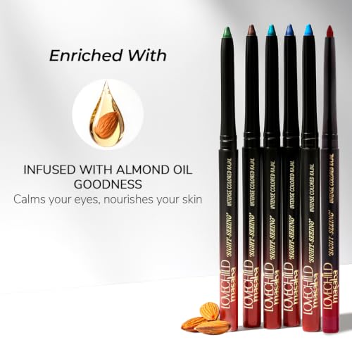 Image of LoveChild Masaba Colored Kajal, Mysore Maroon(Maroon)- Intense Color, Smooth Glide, Waterproof, Smudge-Proof Eye Pencil with Almond Oil, 0.3 g