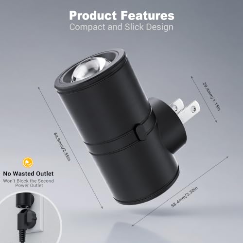 Image of JandCase Night Light Projector,LED Night Lights Plug Into Wall,Dusk to Dawn | 4 Pack 180Rotating Mini Night Light Plug in，0-100LM Dimmable Brightness Nightlight for Bedroom Hallway Living Room