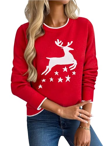Demegimi Damen Weihnachtspullover Christmas Pullover Warm Lustiger...