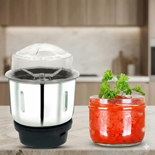 Image of BEYOND BASIC Mixer Jar 400 ml Chutney Jar, Quality Stainless Steel Blades, Suitable for All mixer Grinder With 4 Teeth Coupler 2 Locking System