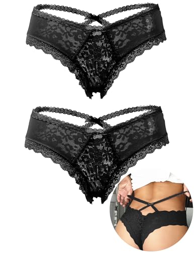 ohyeahlady Dentelle Tanga Taille Haute Femme Sexy Chic Lot Culotte Dentelle Ouverte Grande Taille String Hot Ouvert Lingerie Coquine Hot Curvy Lingerie et...