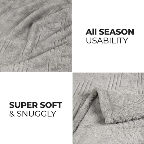Superior Alaska Collection Quilted Diamond Throw Blanket - Soft Plush Velvety Fleece Blanket for Couch, Bed, Living Room Decor - Cozy, Warm & Lightweight All-Season Cover, Full/Queen Size, Platinum by SUPERIOR - Used condition - Image 9