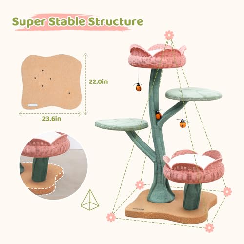 Árbol para Gatos Grande con Diseño de Tulipán Fleece 47.8 pulgadas miniatura 5
