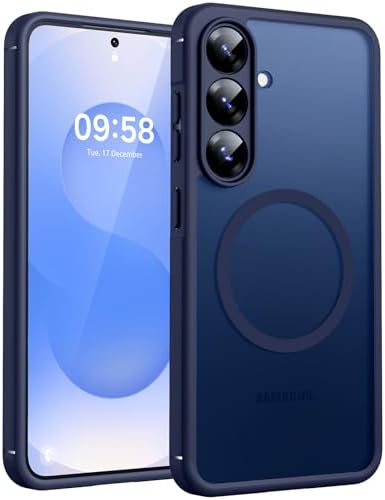 TOCOL Hülle für Samsung Galaxy S25, Kompatibel mit MagSafe, Blau | Eingebauter Magnetring, Vollständiger Kameraschutz, Militärschutz Stoßfest Kratzfest Haltbarkeit, Durchscheinend