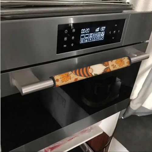 Image of Fall Decorations Refrigerator Door Handle Covers Set of 6 Kitchen Electrical Appliances Handle Protector for Fridge Microwave Oven Decor, Gnome Fall Maple Leaf Retro Beige