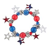 LUX ACCESSORIES Red Blue Beads White Stars American Flag Stretch Bracelets