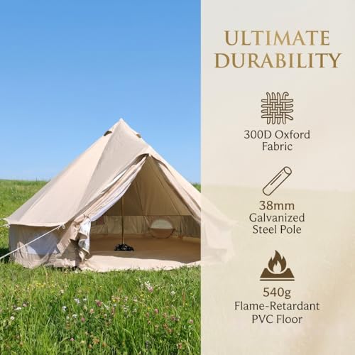 Carpa Yurt para Camping, 6-8 Personas, Beige, Tela Oxford 300D miniatura 6