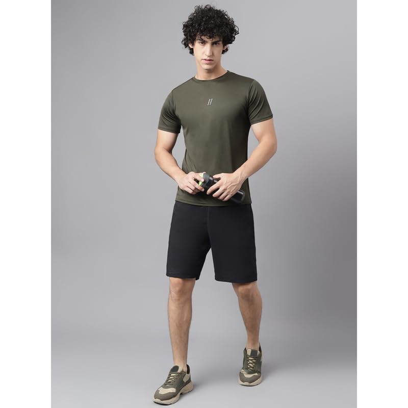 Image of ATICX Slim Fit Polyester Sports T-Shirt for Men - Round Neck Quick Dry Fit Half Sleeve Breathable Stylish Gym & Workout Tee - Lightweight Running Cycling Football Swimming Training Sportswear Top