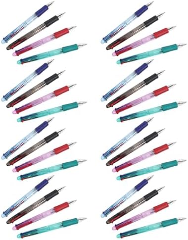 ROMISBABA 24 Adet İnce Uçlu Çoklu Mürekkepli Tükenmez Kalem Seti Şeffaf Gövdeli Çok Yazı Kalemi Okul ve Ofis - Görsel 1