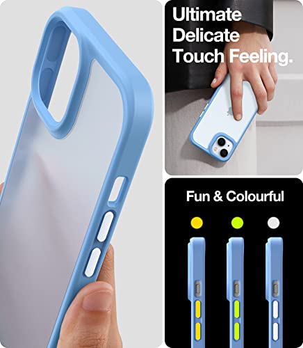 Torras Shockproof Designed For Iphone 14 Plus Case [Military Grade Drop Tested] Shockproof Protective Black Hard Back Slim Translucent Case For Iphone 14 Plus 6.7 Inch, Sky Blue-Guardian Series #TOP5