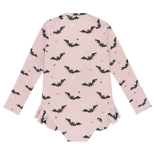 Girls Swimsuits Long Sleeve Bathing Suits Halloween Bats UPF 50+ Sun Protection Swimwear 3-12 Years2