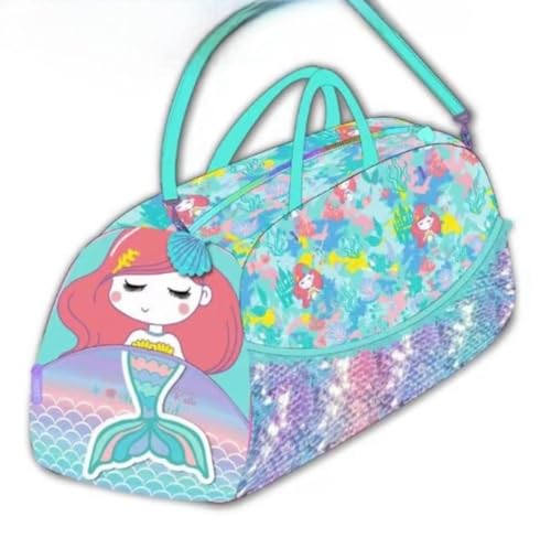 Image of 3D Design Duffle Bag for Kids & Adult| Large Compartment Foldable Luggage with Shoulder Strap | Lightweight Travel & Short Trips Storage Organizer for Women (Mermaid)