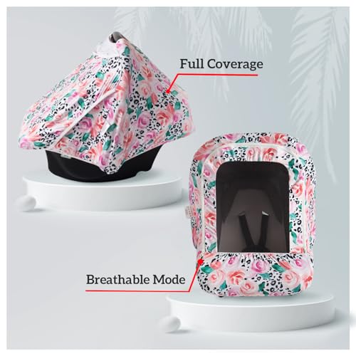 Image of Little Tots Baby Car Seat Canopy Cover, Breathable Sun Shade, Full Privacy for Newborns & Infants, Universal Fit for Boys & Girls
