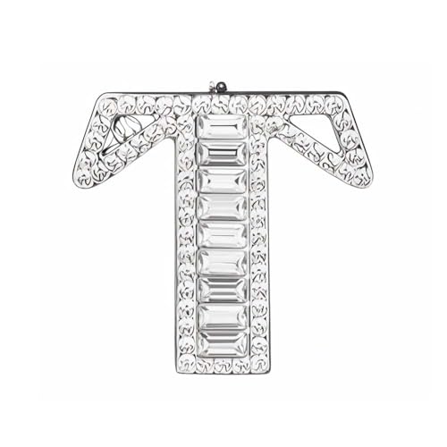 Image of Letter Brooch Pins Initial Rhinestone Brooch for Women Crafts, Silver Plated Metal A-Z 26 Letters Rhinestone Crystal Lapel Pin Brooches