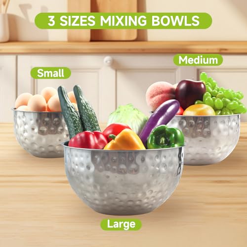 Juego de 3 tazones mezcladores acero inoxidable 6.5QT,4QT,2.5QT miniatura 6