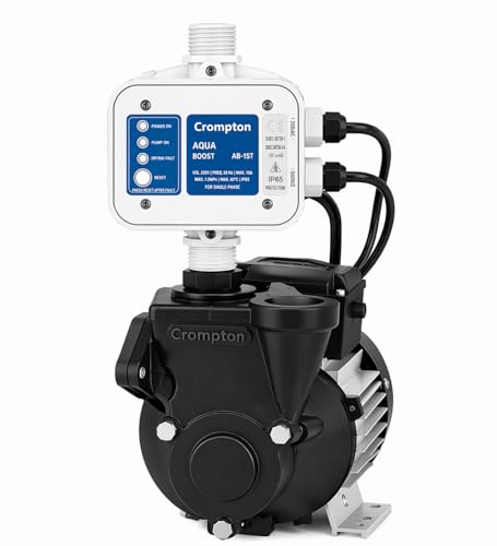 Image of Crompton 1HP High Pressure Booster Pump with Crompton Automatic Pressure Controller| Suitable for upto 2-3 Bathrooms| 2..4 Bar Max Pressure| 24 months Manufacturers Warranty of Pump.| New Launch