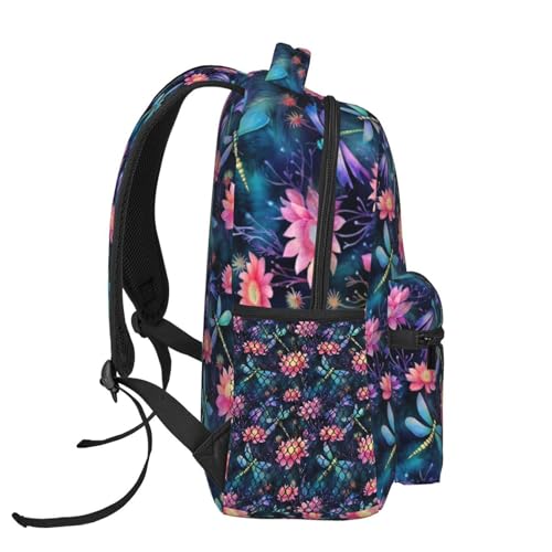 Watercolor Dragonfly Dragonflies Flower Lightweight Backpack Travel Casual Bags for Women or Men 15.7 Inches3