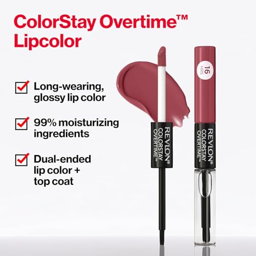Image of REVLON Colorstay Overtime Lipcolor, Long-wearing, Shiny Lip color, Kiss proof & Smudge Proof. 99% Moisturizing ingredients, Always Sienna - (380)