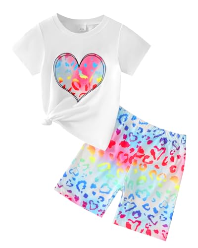 Image of Cakaner Toddler Kids Girl Clothes Floral Letter Graphic Top + Shorts 2PC Girls Summer Short Set