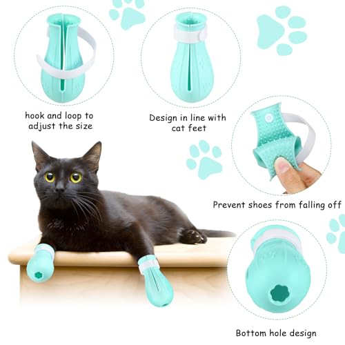 Cat Muzzle for Grooming Cat Adjustable Hood with Paw Covers, Kitten Breathable Anti Bite Muzzles Anti Scratch Boots Silicone Pussy Shoes Boots Kitten Paw Protector for Pet Bathing Shaving(Large) - Image 5