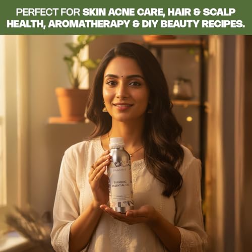 Image of VedaOils Turmeric Essential Oil 100ml | Pure and Natural Turmeric Oil for Skin Whitening, Brightening & Clear Glow | Ideal for Face Care, Aromatherapy & DIY Beauty