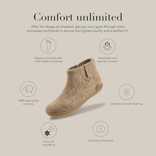 Image of Glerups 100% quality wool mix Boot Slipper with rubber sole - Unisex
