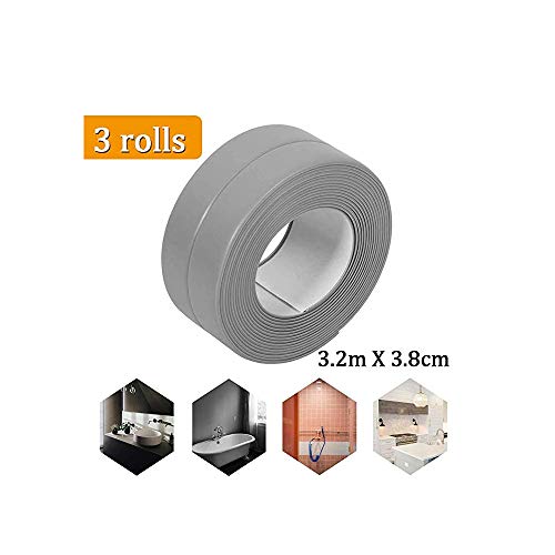 XINYUER 3PCS nastro sigillante, nastro sigillante impermeabile flessibile, nastro sigillante Nastro sigillante in PVC Nastro adesivo per sigillatura, (3,2 m X 3,8 cm) (Grigio)