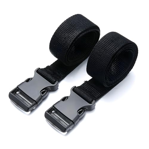 Gurtband mit Verstellbare Schnallen 25mm Nylon, 2 Stück 100 cm Gurtschnalle Packgurte Schnallen und Verschlüsse Steckschnalle Schnallen Gurtband Gepäckgurte Einstellbare Reisezubehör (Schwarz)