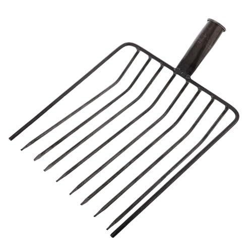NUOBESTY Forca da Giardino per Letame in Acciaio Resistente 10 Denti, Testa di Ricambio per Attrezzo Manuale da Giardinaggio e Manutenzione Prato, Facile da Pulire e Trasportare per Lavori