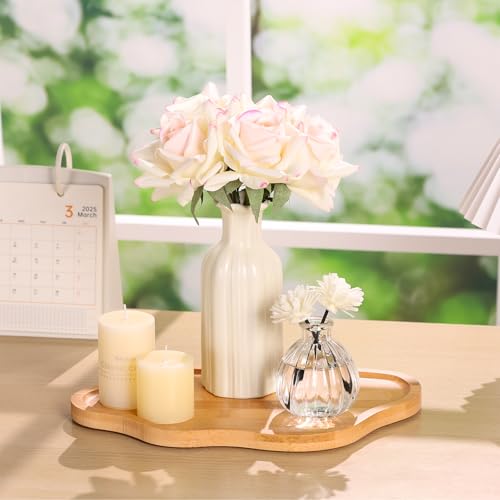 BIEOFFEI Wood Decorative Serving Tray for Candles Perfume, Cloud Jewelry Tray Trinket Dish, Wooden Trays for Coffee Table Home Decor - Image 4