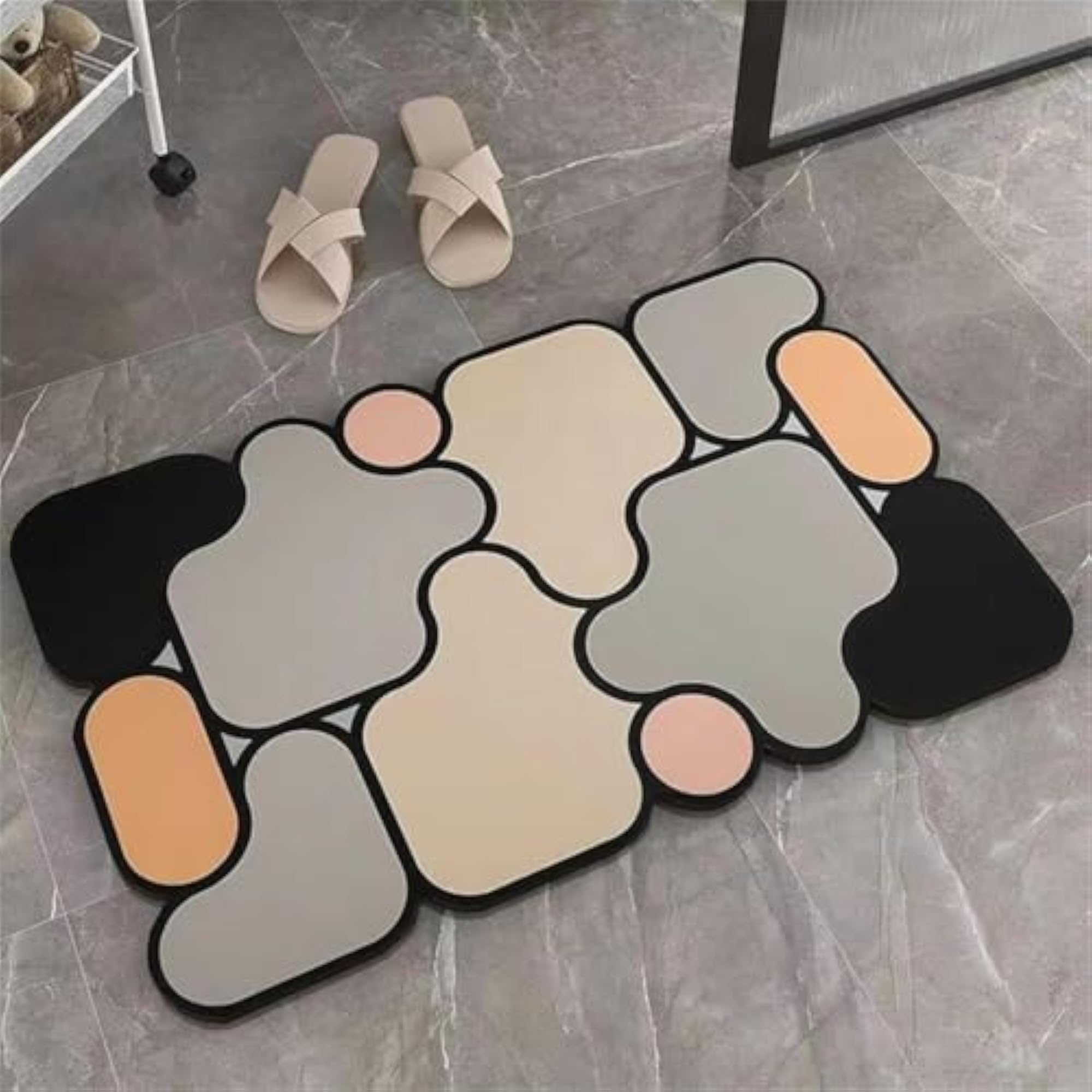 Geometric Printed Anti-Slip Floor Mat, Memory Foam