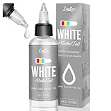 Encre Alcoolique Blanche pour Résine Époxy - 100ml Pigment Blanc pour Concentré, Encre à Base d'Alcool pour Peinture sur Époxy, Art à la Résine, Verre, Papier Yupo, Création de Gobelets