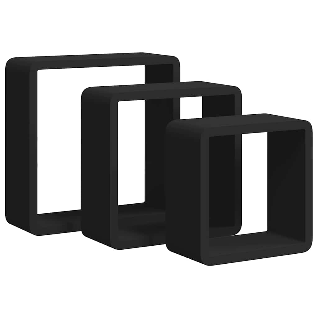 Juego de 3 estantes de pared flotantes de madera de densidad media para decoración y libros, estantes colgantes cuadrados con soporte invisible, 3 tamaños diferentes para salón y pasillo
