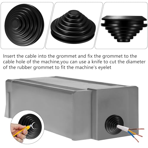 wugongshan 70 Stk Kabeldurchführung Gummitüllen für Kabel, Wasserdicht Kabeltüllen Set, Tower Gummistopfen Set, Durchgangstüllen Sortiment zum Schutz Elektrogeräte Kabel Draht, 10/20/25/30mm (Schwarz)
