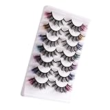 VALICLUD 7 Paare Bunte Dichte Gebogene Fake Wimpern Farbige Künstliche Wimpern für Party Bühne...