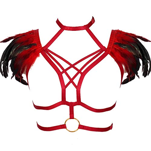 Costume Halloween Carnaval Harnais Corps Femme BBOHSS - Style Gothique Pentagramme - Jarretière Élastique Réglable S-XXL Jarretière élastique