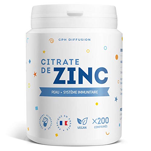 Citrate de Zinc - 15 mg - 200 comprimés - Peau - Système Immunitaire - GPH Diffusion