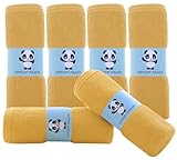 HIPHOP PANDA Baby Washcloths, Rayon Made from Bamboo - 2 Layer Ultra Soft Absorbent Newborn Bath Face Towel - Reusable Baby Wipes for Delicate Skin - Honey, 6 Pack