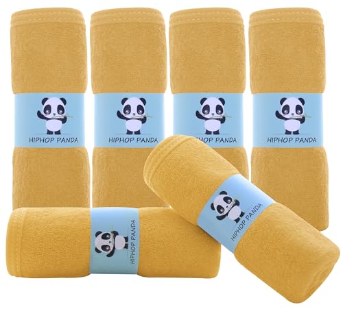 Image of HIPHOP PANDA Baby Washcloths, Rayon Made from Bamboo - 2 Layer Ultra Soft Absorbent Newborn Bath Face Towel - Reusable Baby Wipes for Delicate Skin - Honey, 6 Pack