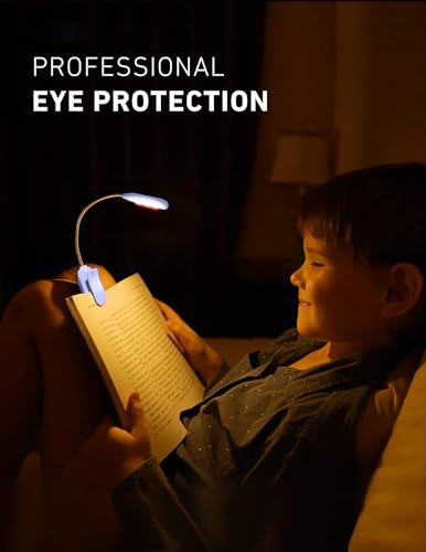 Image of Rechargeable Book Light for Reading in Bed, 80H Reading, 3 Brightness Levels & 3 Color Temperatures, Lightweight Flexible Clip on Reading Lights for Books in Bed