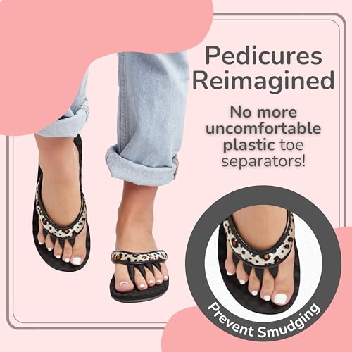 Image of Pedi Couture EVA Footbed Orthotic Pedicure Flip Flops for Women - Comfortable Arch Support Sandals Women's for Home, Salon, Yoga & Gym - Flip Flops with Built in Toe Separators for Nail Drying