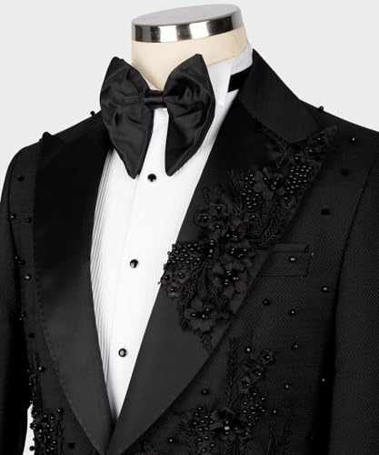 Tailored Men's Tuxedo Slim Groomwear Luxury Applique Beads One Button Blazer Wedding Dress Jacket for Prom Dinner4
