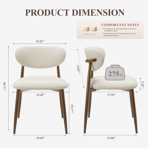 Image of MALOL Upholstered Curved Back Dining Chairs Set of 4, Beige