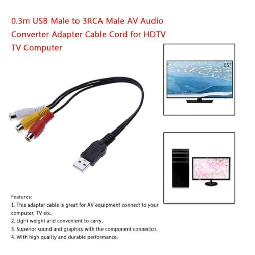 Cable USB a 3 RCA de cobre estañado de alta durabilidad 3
