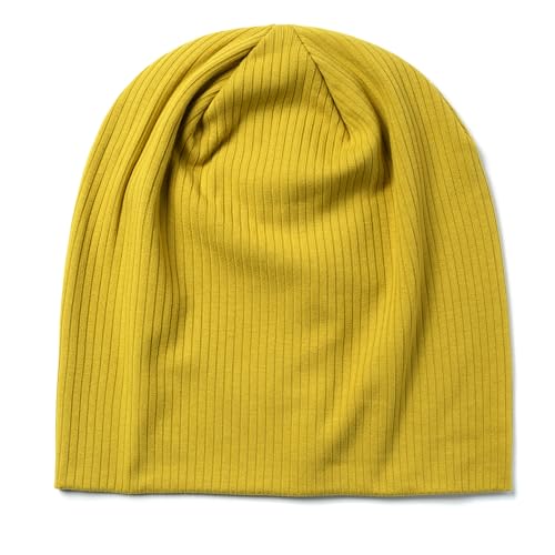 Beanie for Hair Loss & Sensitive Scalps - Lightweight Slouchy Knit Hat - Soft, Stylish & Cool for Warm Weather Mustard