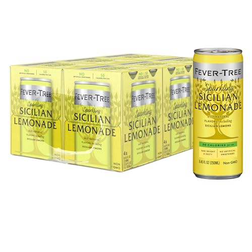 Fever-Tree Sparkling Sicilian Lemonade – Premium Soda Mixer for Cocktails and Mocktails, 8.45 fl oz Cans, Pack of 24 – Naturally Sourced, Non-GMO