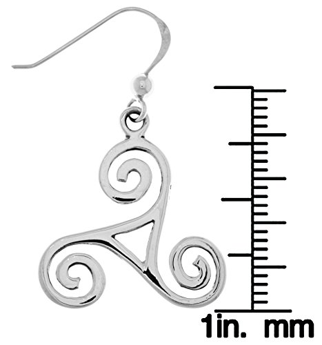 Spiral Triskele Celtic Trinity Knot Sterling Silver Dangle Earrings2