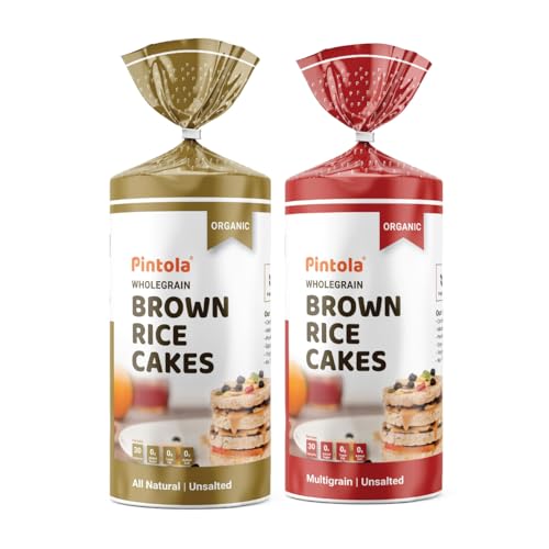 Image of Pintola Combo - All Natural Peanut Butter Crunchy 1Kg + Rice Cakes (Unsalted & Multigrain) (Pack of 2) (130g x 2), 100% Roasted Peanuts butter, Unsweetened, Crunchy Nut Butter With Organic Rice Cakes