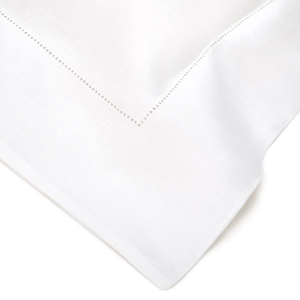 Russo Tessuti Coppia Federe Guanciali Orlo a Giorno Bianco 3 Volant Puro Lino Corredo Ricamo