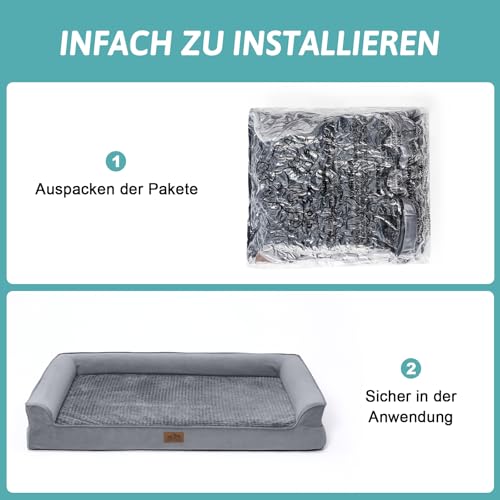 Orthopädisches Hundebett für große Hunde, waschbares Hundesofa, groß, stützendes Schaumstoff-Haustier-Couch-Bett mit abnehmbarem, waschbarem Bezug, wasserdichtem Futter und rutschfester Unterseite